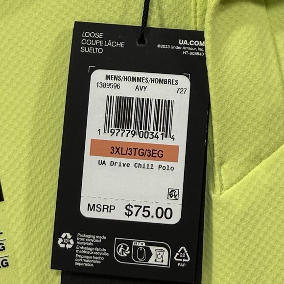 Under Armour Drive Chill Polo 3XL Avocado Yellow Iso-Chill UPF 50+ Loose Golf - Picture 3 of 11